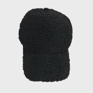 Twig & Arrow Faux Fur Baseball Cap Hat Fleece Adjustable Strap Black Women OSFA